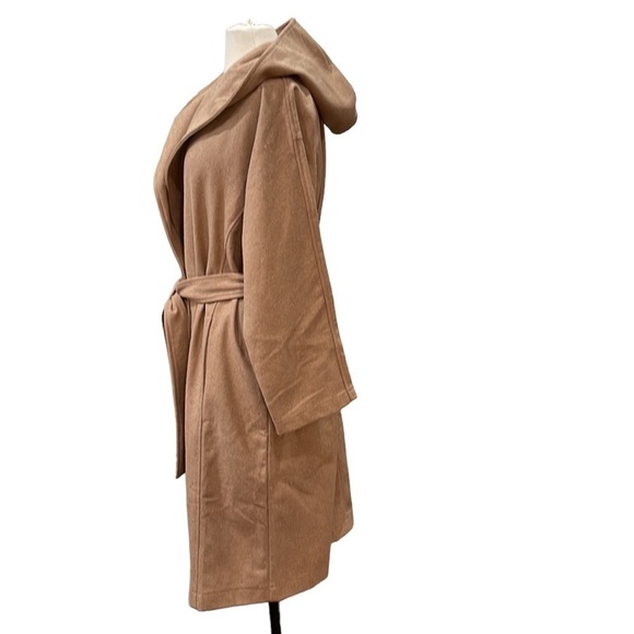 NWT Farrow Oversized Wrap Felted Camel Hooded Belted Coat ONE SIZE FITS MOST - Picture 3 of 7